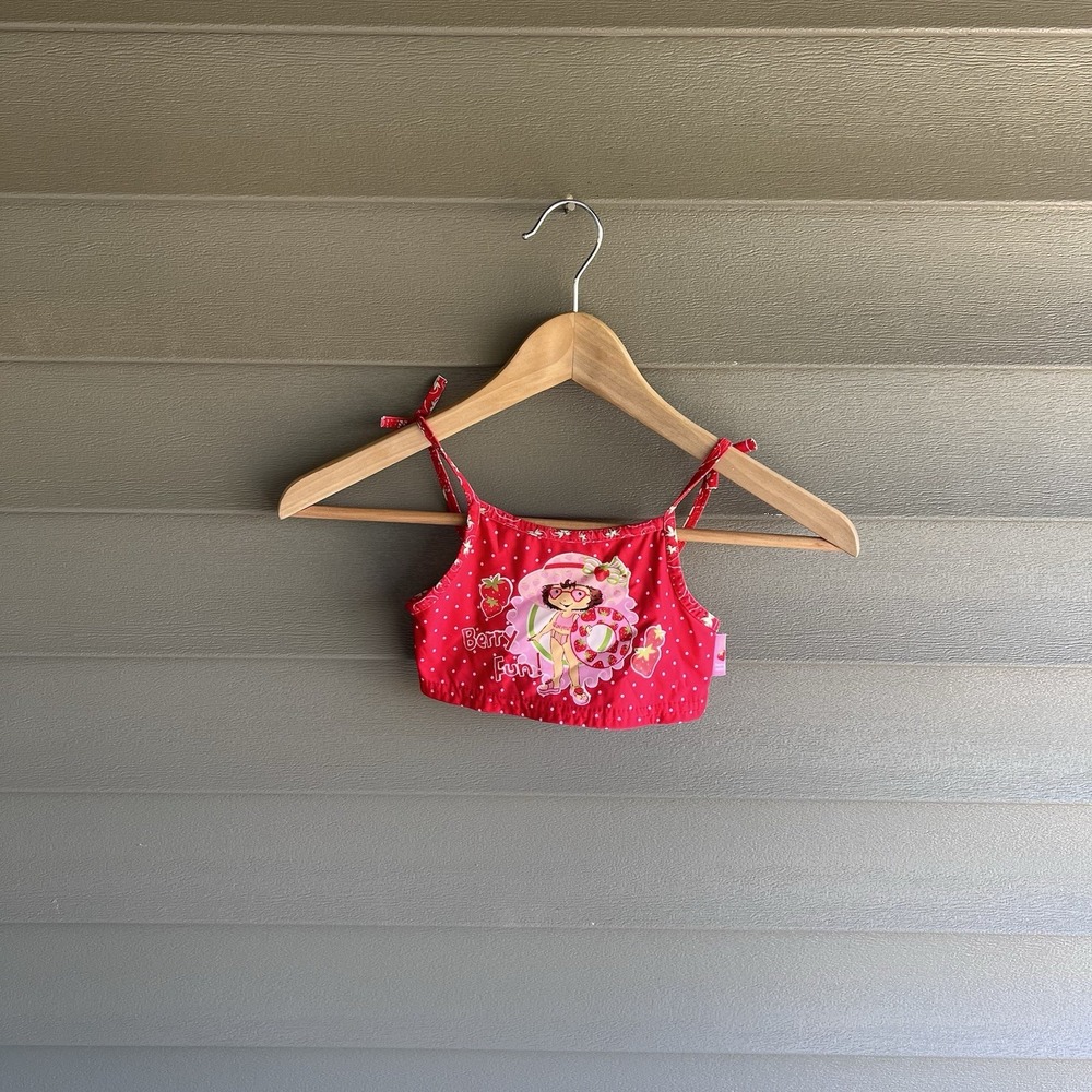 Vintage 2006 Strawberry Shortcake Girls Swim Top Berry Fun Red Size 3T